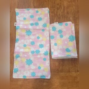 Burp Cloth Set - Baby Girl Spring Flower - Handmade - Absorbent
